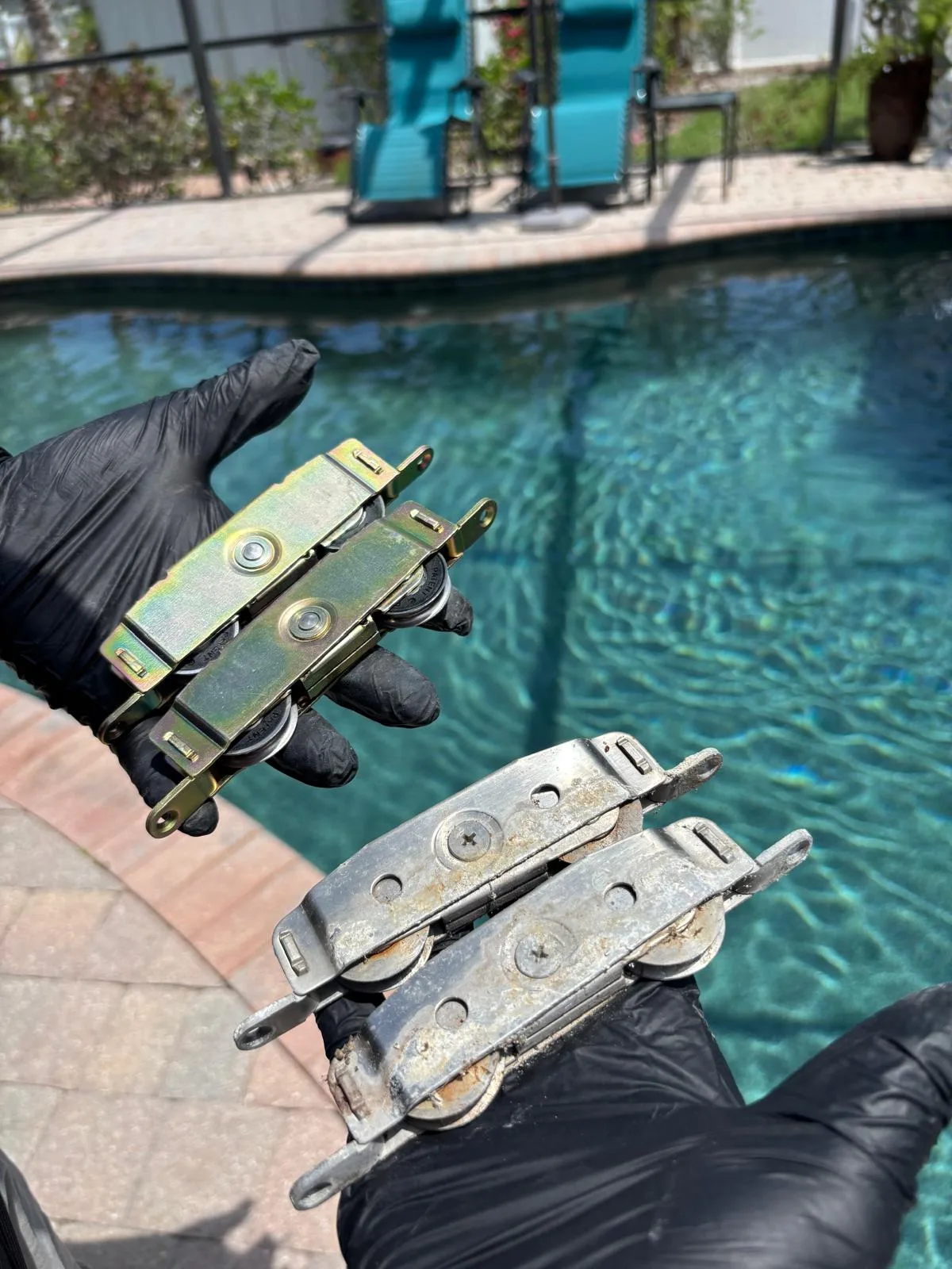 New vs old sliding door rollers comparison